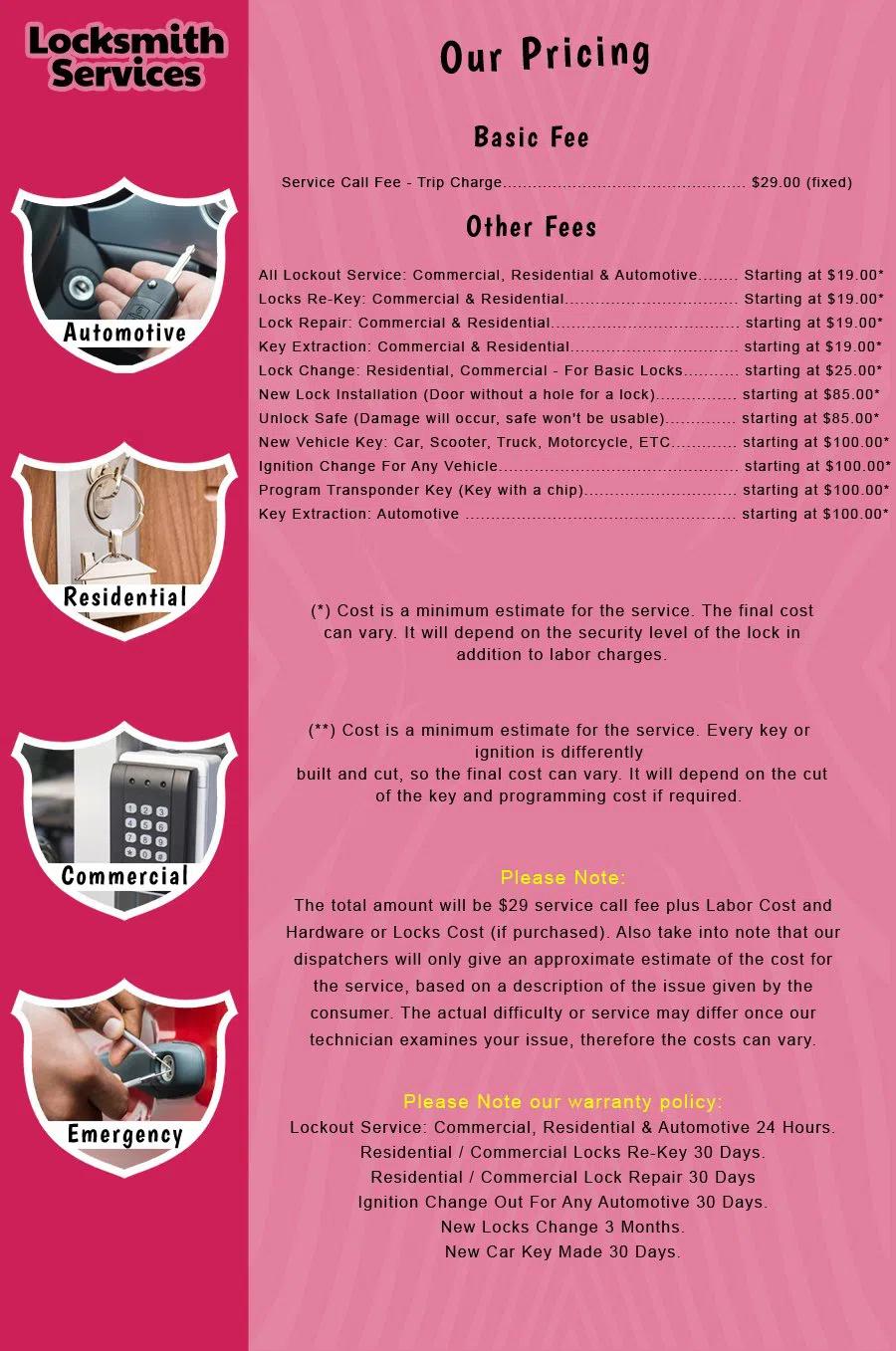 Orange NJ Locksmith Store Orange, NJ 973-864-3212 - price-list-c-18